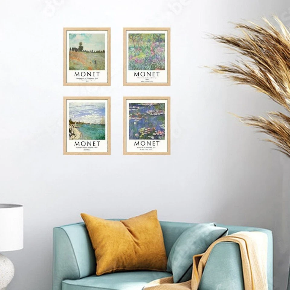 Claude Monet Water Lilies Nature Art Posters Framed Prints 4 Vintage Style - Image 3 of 3