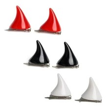 6pcs Devil Horn Hair Clips Halloween Demon Hair Clips Red White Black Small