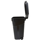 Tough 32 Gallon Wheeled Heavy Duty Plastic Garbage Can, Attached Lid, Black