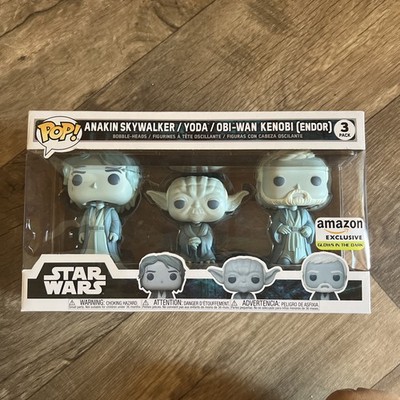Star Wars Funko Pop! Force GHOST ENDOR 3 Pack (GLOW) Amazon In Hand Anakin Yoda
