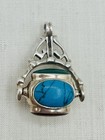 Vintage Sterling Silver Swivel Spinner Fob Pendant 4 Stones 1.25” H — photo 2