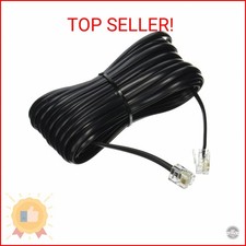 25' FT FOOT BLACK PHONE TELEPHONE EXTENSION CORD CABLE LINE WIRE WITH STANDARD R