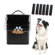 Dog Poop Trash Can Outside,1.58 Gallon Waterproof Metal Waste Bin with Lid,Small