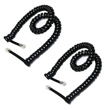 2-Pack 6P6C RJ12 Coiled Telephone Cord, 1.6 Ft Unstretched Male to Male Phone