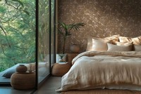 Elegante Vliestapete Mit BläTtermuster Im Vintage-Stil – Braun, Metallic