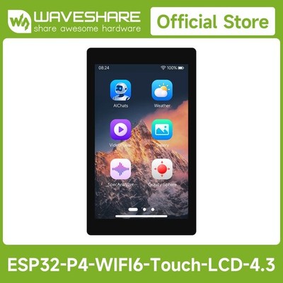 Waveshare ESP32-P4-WIFI6 4.3inch Development Board, 480 × 800, 5-Point Touch