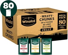 Winalot Meaty Chunks Mixed Wet Dog Food Pouches in Gravy - 80 x 100g 3.47 per kilo