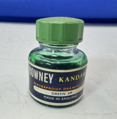 ROWNEY KANDAHA grün 349 wasserfeste Zeichentusche halb voll Vintage Sammlerstück