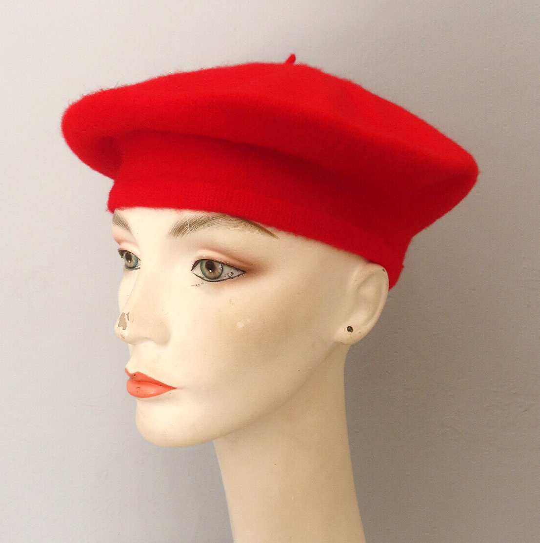 Vintage 1960s Red Wool Beret Hat Fashions by Arlington Fifth 