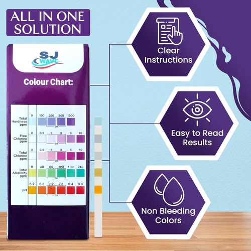 Pool & Spa Hot Tub Test Strips - 5 in 1 Detects PH, Free Chlorine, Total - Picture 6 of 7