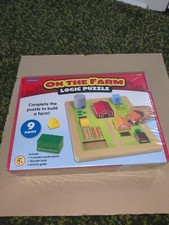 Lakeshore "On the Farm" Logic puzzle 9 piece . Wooden base and pieces