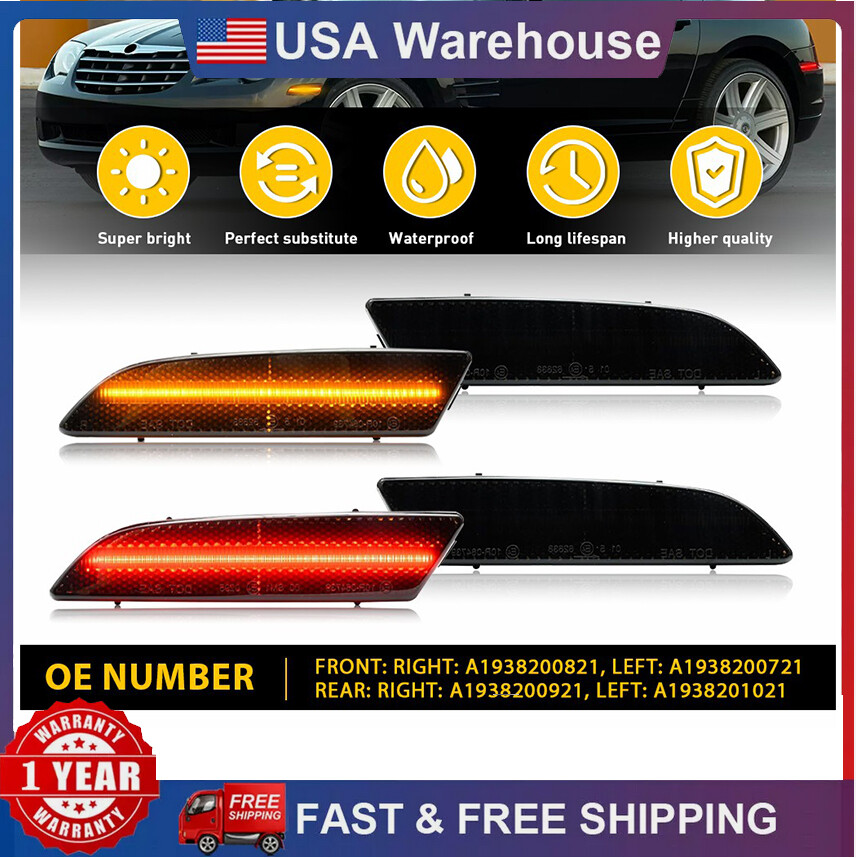 Smoked LED Front Rear Side Marker Lamps for 04-08 Chrysler Crossfire