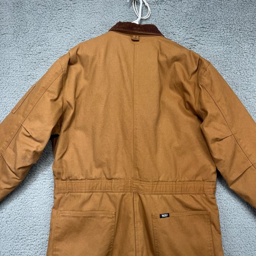 Walls Workwear Insulated Coveralls Mens XL Brown Duck Canvas Quilted Lined Suit - Picture 7 of 23