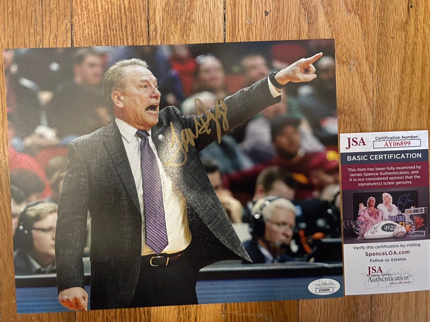 Tom Izzo Signed Michigan State Spartans Basketball 8x10 JSA COA 