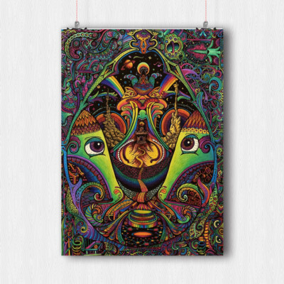 TRIPPY PSYCHEDELIC WIERD POSTER MAGIC MUSHROOMS STRANGE ART PRINT A3 A4 ...