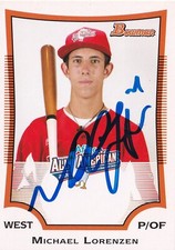 MICHAEL LORENZEN SIGNED AUTO'D 2009 BOWMAN AFLAC CARD #AFLAC-ML3 CINCINNATI REDS