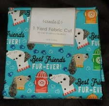 1 Yd Gorgeous Best Friends Fur Ever Precut 100 Cotton Fabric Puppies Hydrant