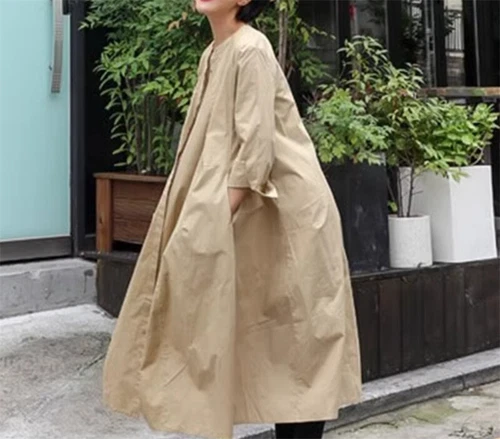 Lockeres Damen-Shirtkleid Übergröße Overknee japanisches lässiges langes Kleid - Bild 7 von 26