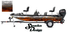 Gray Grunge Abstract Orange Flames Bass Boat Decal Wrap USA Vinyl