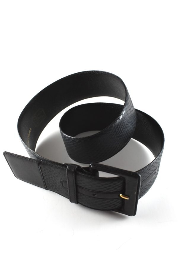 Christian Dior ブラック ベルト CHRISTIAN DIOR vintage women's black aniline cowhide leather