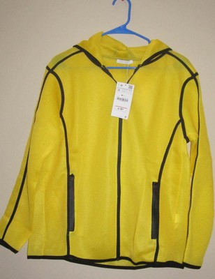 ZARA Sport Collection Lagenlook Hooded Yellow/black binding Zipper front/pocket 