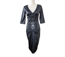 Dolce & Gabbana Black Satin Lace Stretch Dress New