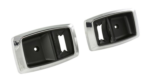 New! 1979-1993 Ford Mustang Chrome Inside Interior Door Handle Trim Bezels Pair - Picture 8 of 11