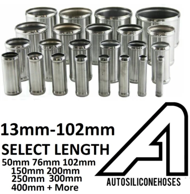 AUTOSILICONEHOSES Aluminium Alloy Hose Joiners Pipe Metal Connector Swaged Beaded Long Select Size