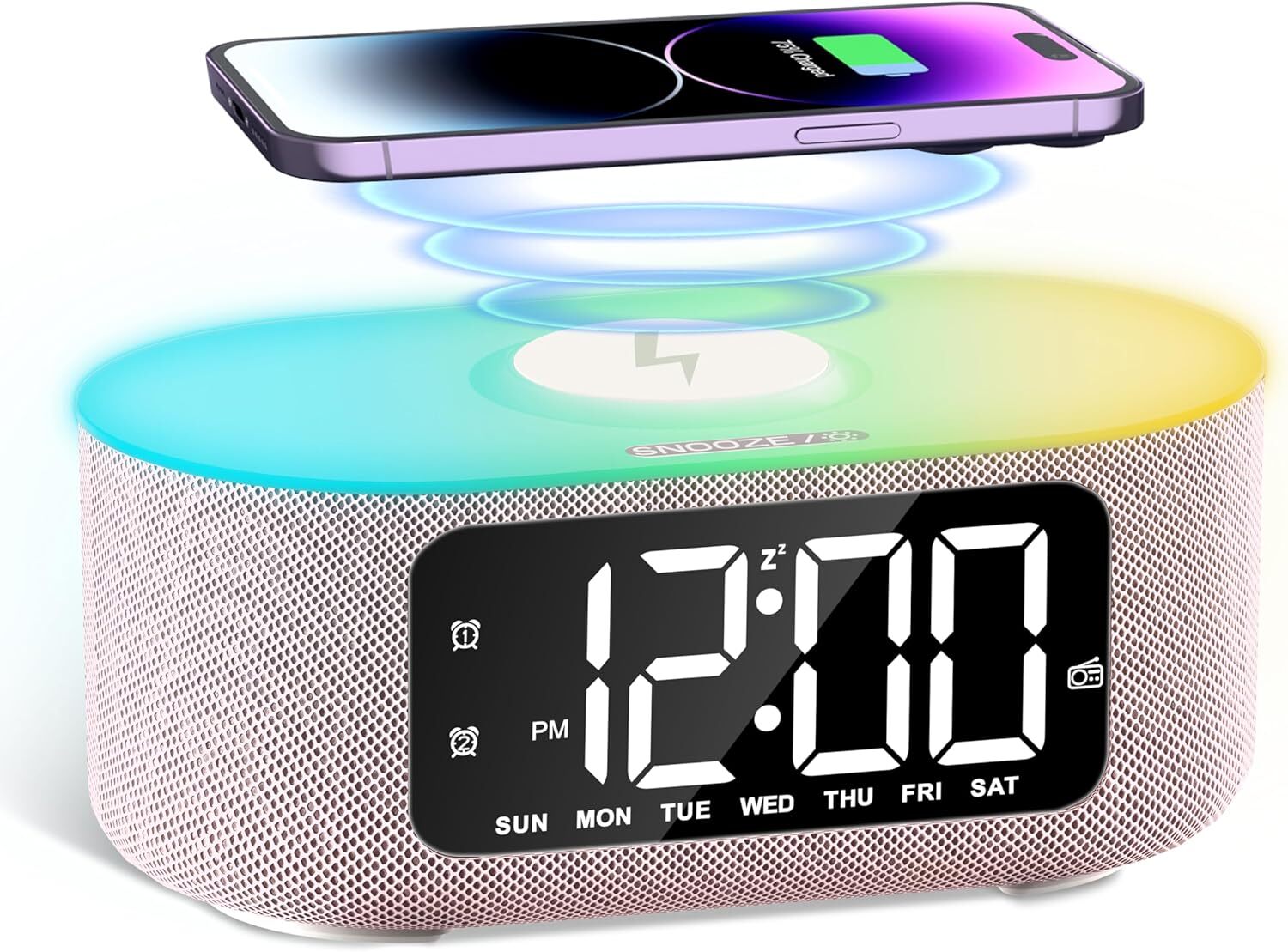 Smart alarm clock for the bedroom, equipped with a large-siz