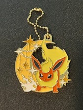 Pokemon Flareon with Moon Metal Charm Keychain Ornament Starlight Night