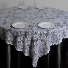 White LACE 90x90" TABLE OVERLAY Wedding Party Catering Reception Linens SALE