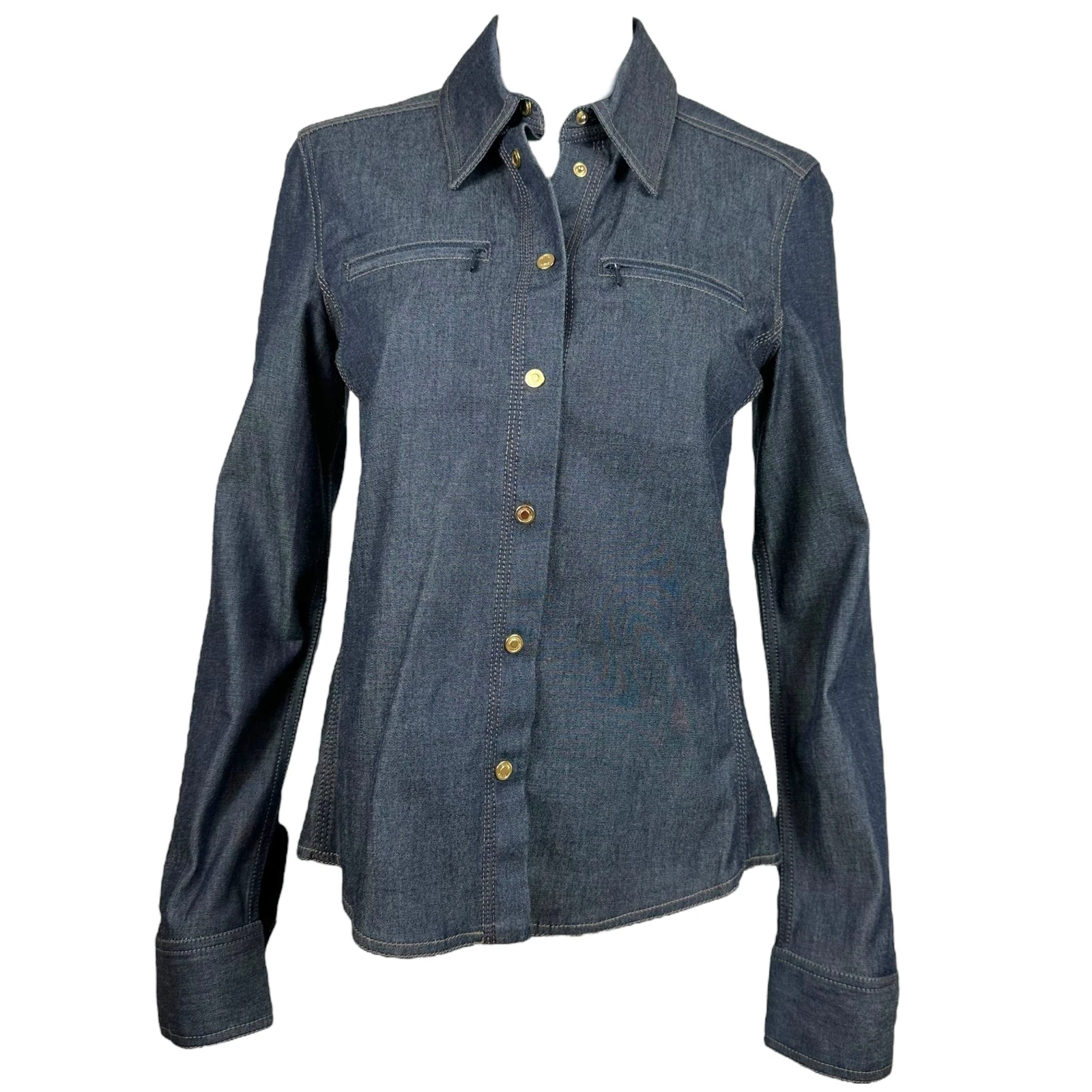 Giacca denim Gucci by Tom Ford A I 2000 bottoni oro