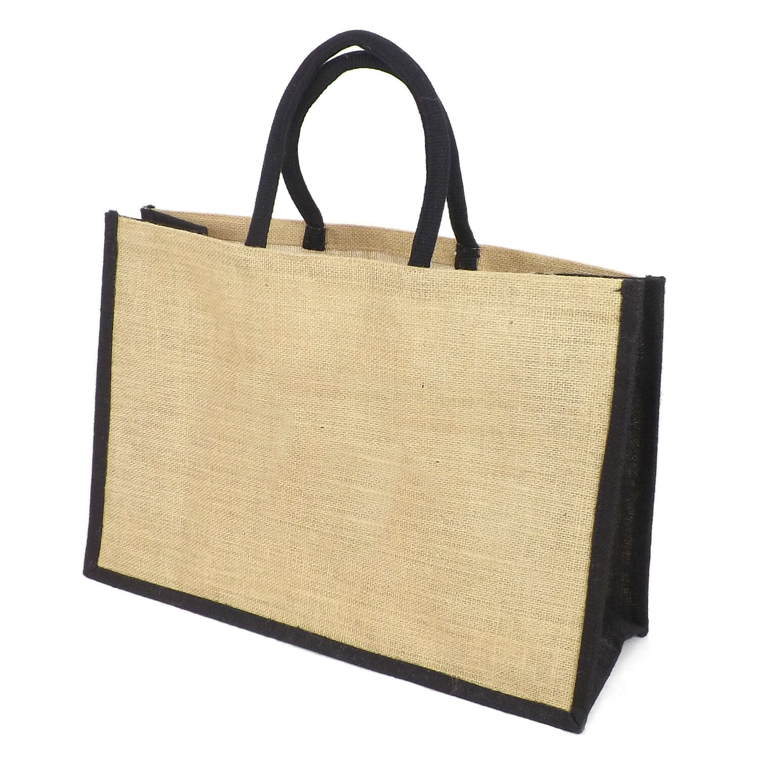 Wholesale Jute Hessian Quality Black Trim Shopping Bags - Medium or Large image 3