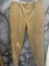 Orvis Dress Pants Men 38 Brown Mid Rise Pleated Straight Cotton Pockets Regular