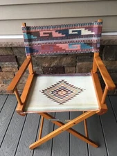 Gold Medal Vtg Mid Century Modern Retro Wood Aztec S-West Canvas Director Chair