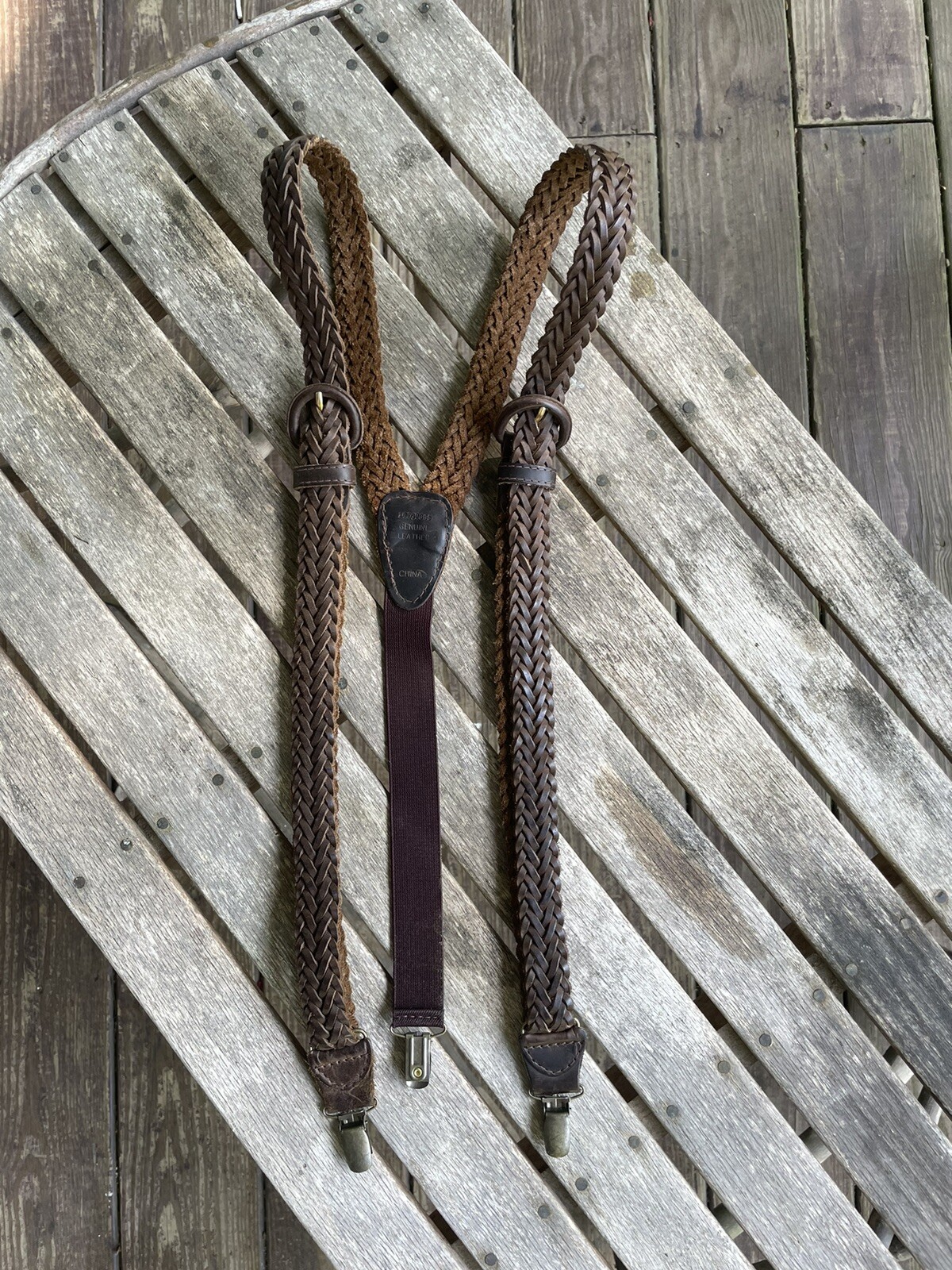Vintage braided leather suspenders Gem