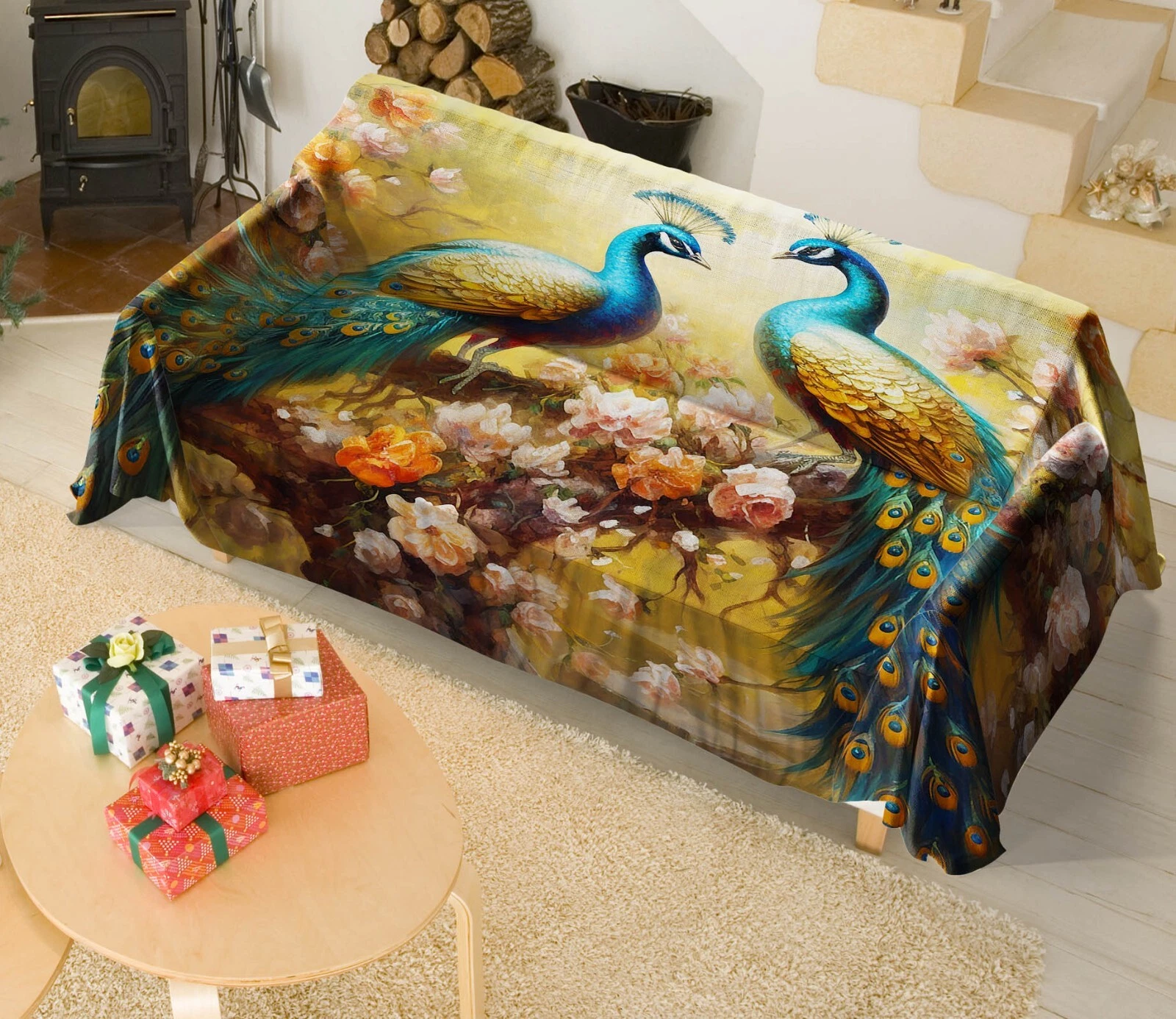 3D Peacock N2777 Sofa Cover High Stretch Lounge Slipcover Protector Couch Eve