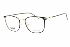 New Hugo Boss HG 1431 02M2 00 Square Matte Black Gold Eyeglasses Authentic