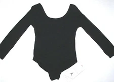 Danskin Leotard Bodysuit Long Slv LS Cotton Blend Classic Black New Child Girl