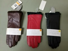 New Macy's Womens Charter Club Metisse Leather Gloves.  Retail 78.00
