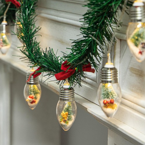 2Pcs Christmas Snow Globe String Lights Decorations Indoor, 20 LED Vintage Ch... - Picture 7 of 7