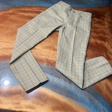 NOS Vintage LEVIS Sta-Prest BIG E Plaid 60s PANTS Jeans Tan Blue 29  