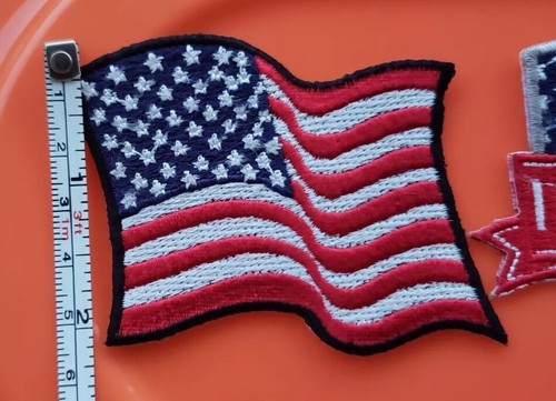 Lot of 3 Patches USA American Flag Embroidered Patch Iron-On Sew - Picture 6 of 11