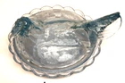 OLD Signed Large Fenton Hen on Nest 8.25" Bule Clear Glass Split Tail Large Nice