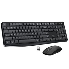 Black Wireless Keyboard and Mouse Combo 2.4G Full-Sized Ergonomic Set