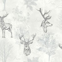 Grau GeäTzt Hirsch Tapete Mit Metallisch Highlights- Arthouse 901808