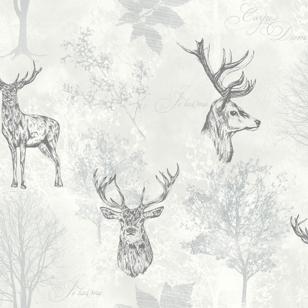 Grau GeäTzt Hirsch Tapete Mit Metallisch Highlights- Arthouse 901808-image