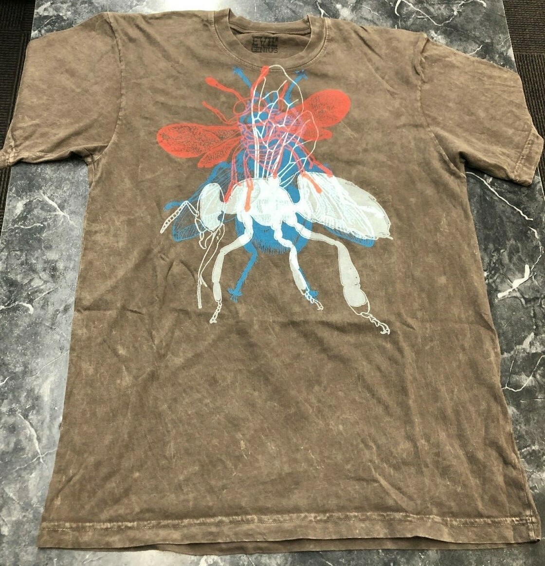 Vintage T Shirt - Evil Genius Ant Size M Bugs Insects Fly Blue Red 