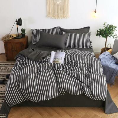 3D Black Strips ZHUA3568 Bed Pillowcases Quilt Duvet Cover Set Queen King Zoe