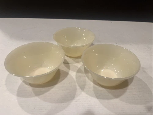 Fire-King Ivory Custard Dishes- Set Of 3-3.75" x 2"- Vintage Oven Glass
